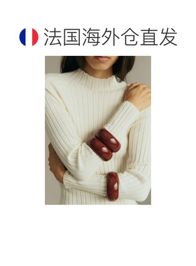 自营欧洲直邮Sezane Ninon女士波尔多红色树脂手链