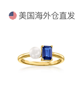 自营Ross-Simons 5mm Cultured Pearl and . Sapphire Toi Et Moi