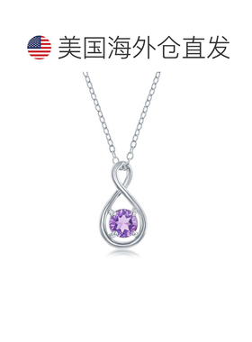 自营 simona纯银圆形无限设计项链 - 紫色 美国奥莱直发吊坠水晶