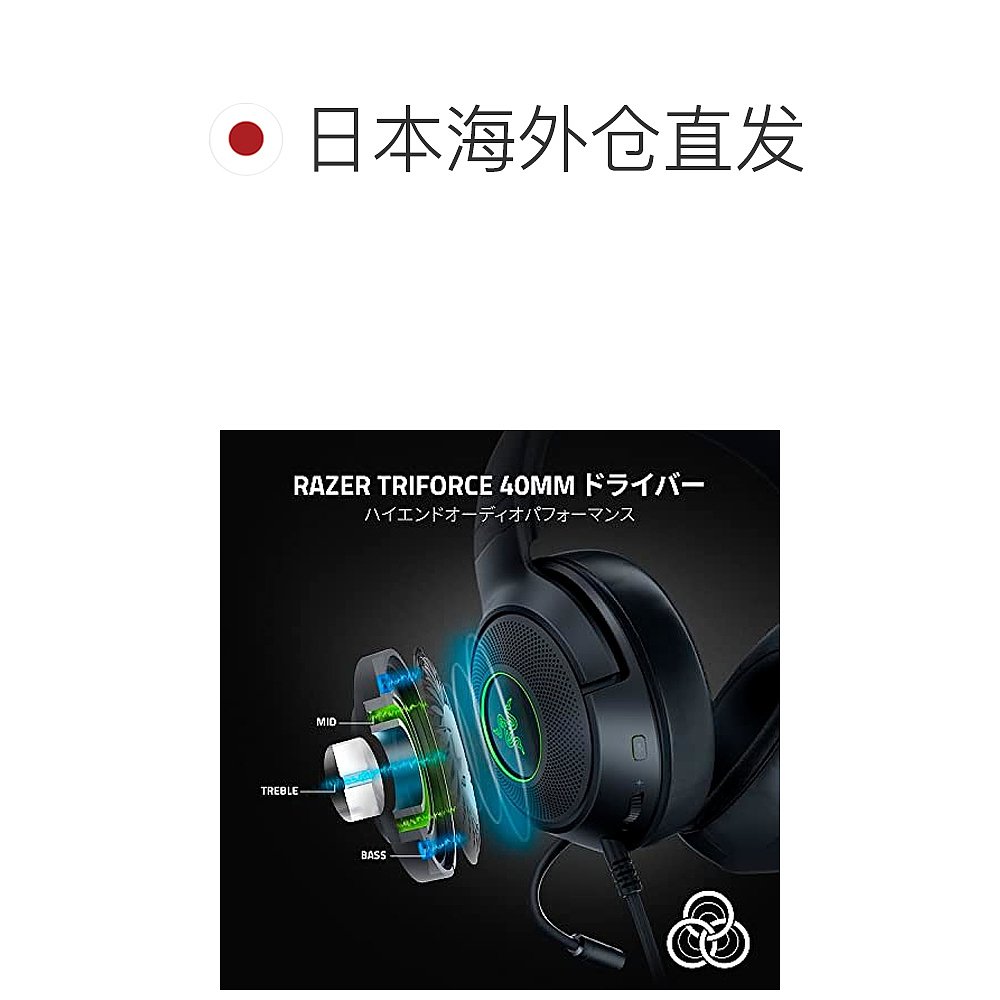 【日本直邮】Razer雷蛇 RGB对应40mm耳机 黑色RZ04-03750300-R3M1 - 图1