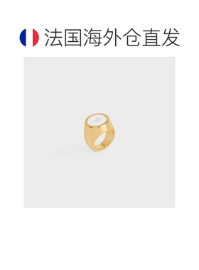 欧洲直邮Celine Triomphe 戒指，黄铜镀金与漆皮