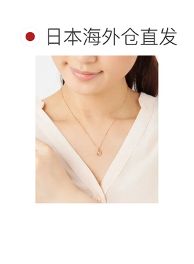 1h可退 日本直邮Canal 4℃ 女士粉金镶嵌立方氧化锆水滴形状项链