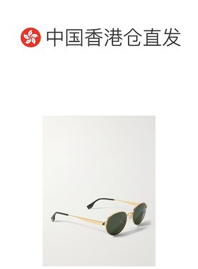 1h可退 香港直邮潮奢 Fendi 芬迪 女士 天蓝色圆框镀金太阳眼镜 F