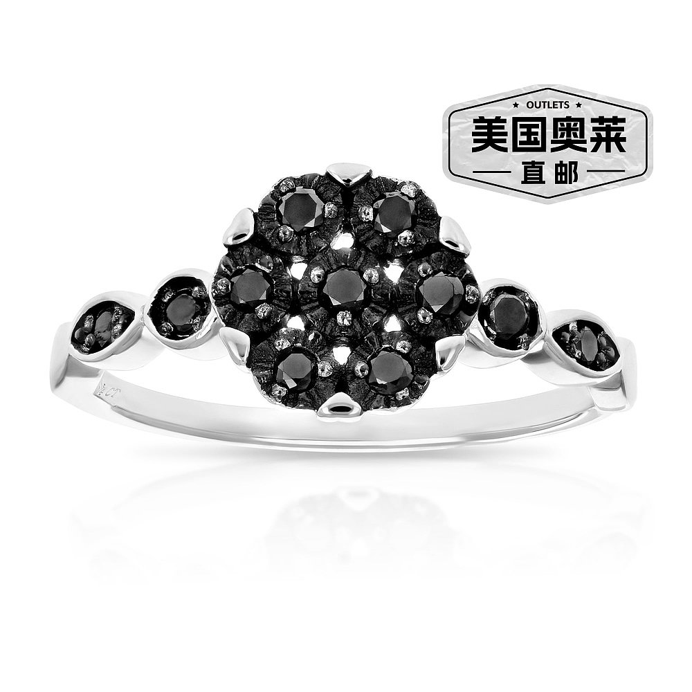 vir jewels 1/4 克拉黑色钻石订婚戒指 .925 纯银簇状复合材料 - - 图0