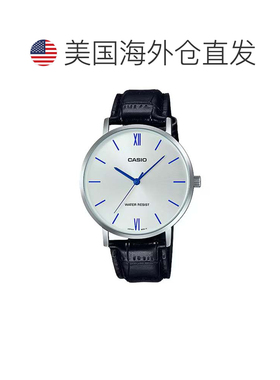 自营Casio Men’s Silver Analog Watch with Blue Accents and L