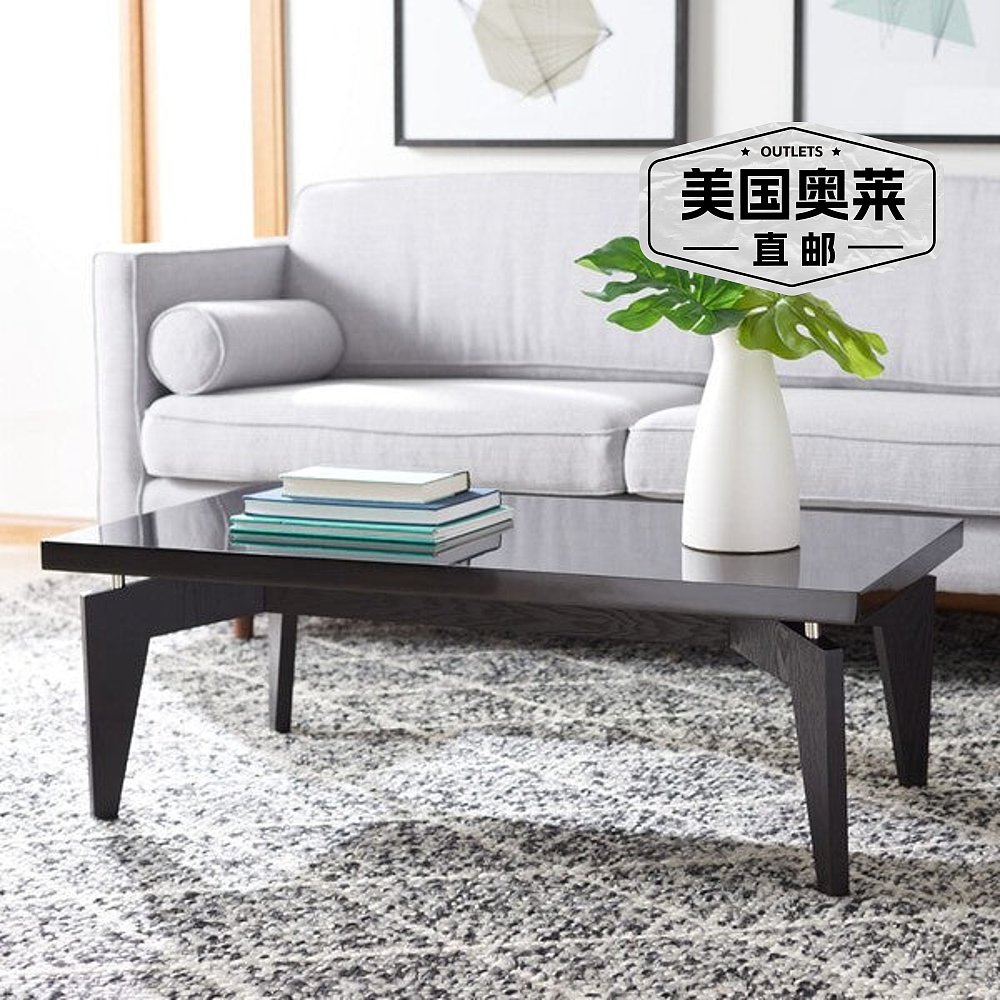 safaviehJosef Retro Lacquer Floating Top 茶几 - 黑色/黑色 【 - 图0