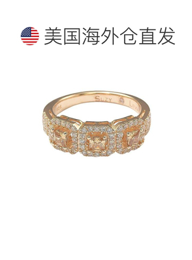 自营Suzy Levian Rose 纯银棕色立方氧化锆 3-Stone Asscher-Cut