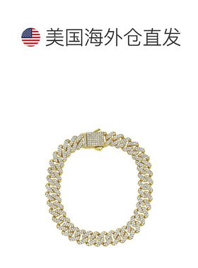 自营 adornia男式 10 毫米古巴边缘链，镶有 CZ 金 - 黄色 美国奥