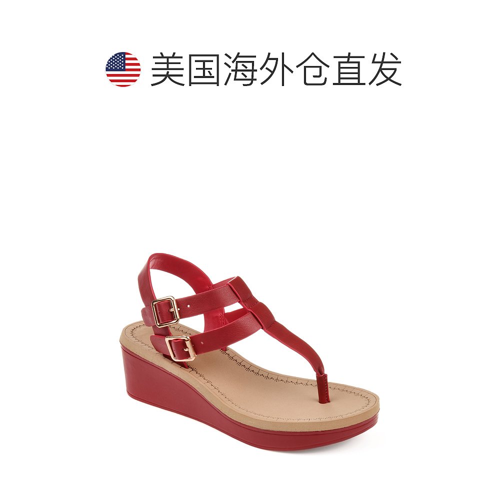 Journee Collection 女式 Tru Comfort Foam Bianca 坡跟凉鞋 - - 图1