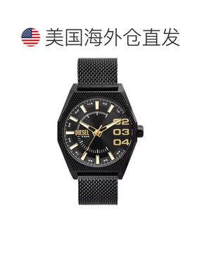 自营Diesel Men's Scraper Black  Round 44mm - black 美国奥莱