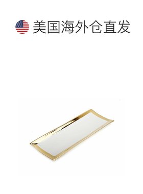 自营 vivience金边白色长方形托盘-橙色 美国奥莱直发