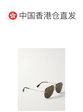 1h可退 香港直邮潮奢 Fendi 芬迪 女士 天蓝色飞行员镀金太阳眼镜