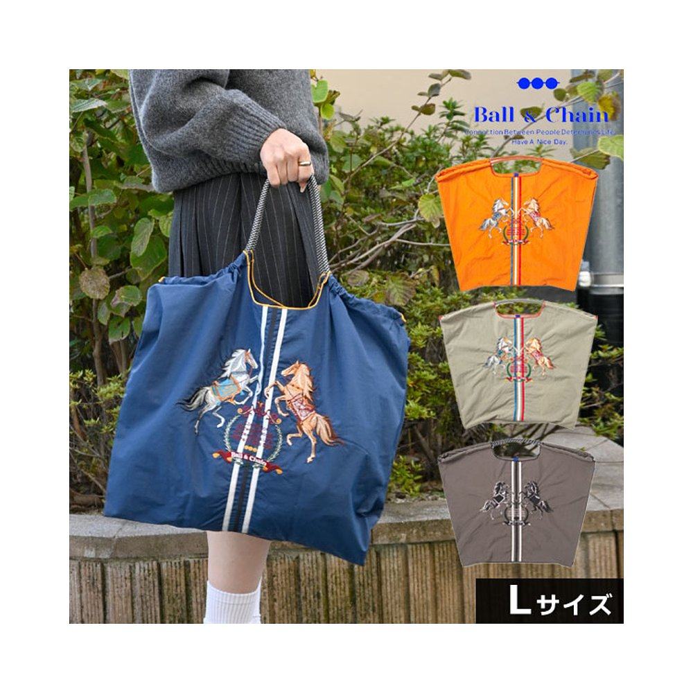 日本直邮ball&chain 环保袋购物袋手提袋大容量轻便刺绣L码,淘宝优惠券,粉丝福利购,淘宝优惠卷