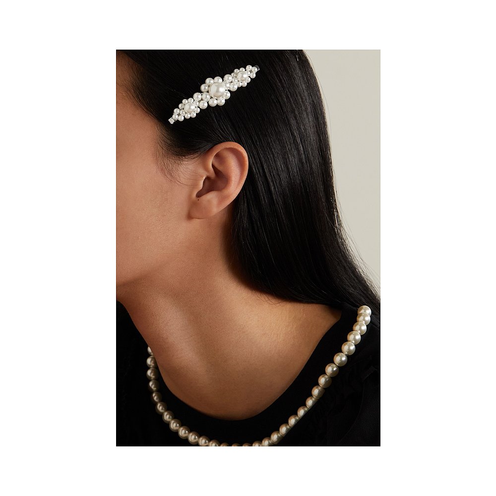 香港直邮潮奢 Simone Rocha 蒙娜 罗莎 女士人造珍珠缀饰银色发夹 - 图0
