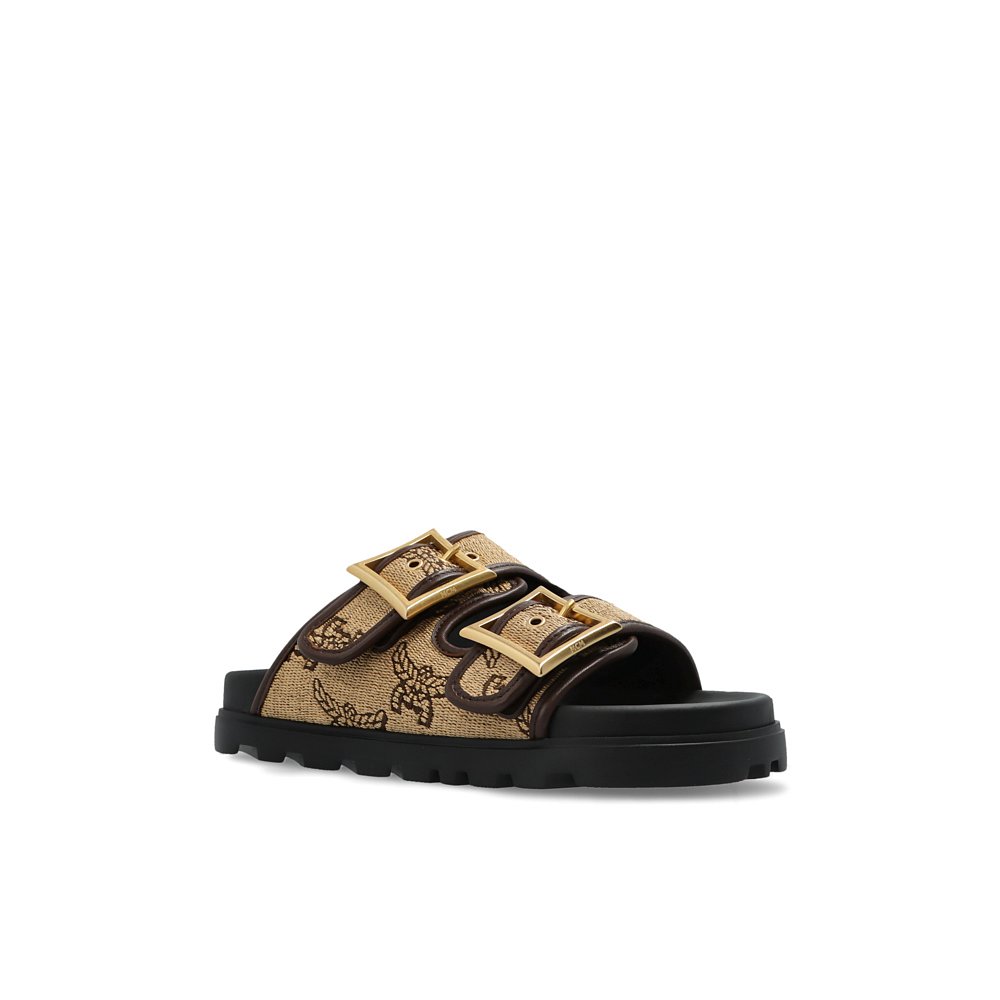 1h可退 MCM 女士拖鞋 MESFSMM070IN SS2025 浅棕色 Slides with V - 图2