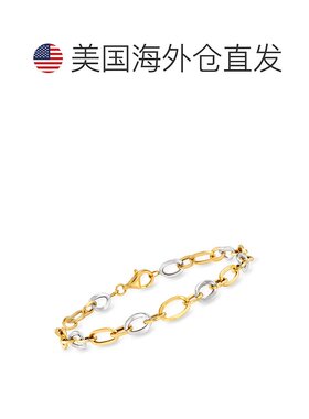 Ross-Simons 14kt 2-Tone Oval-Link Bracelet - 7 in 【美国奥莱
