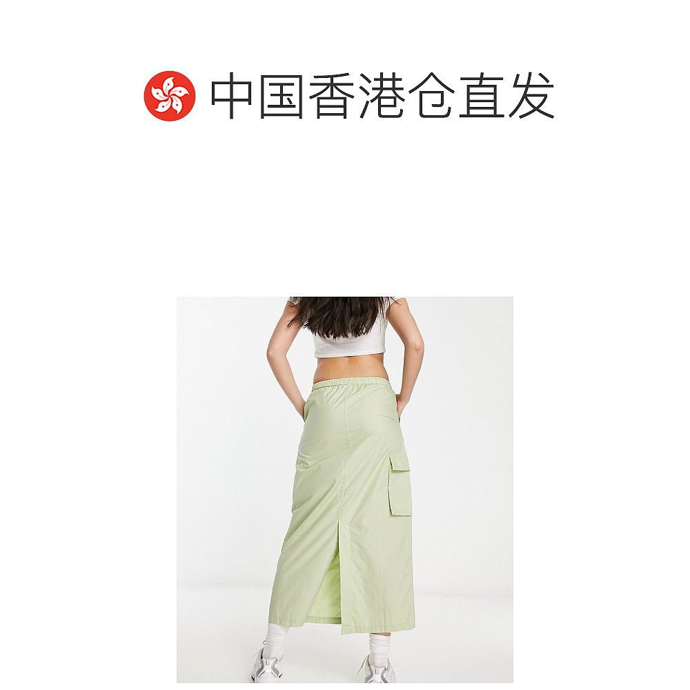 香港直邮潮奢 ASOS 女士设计侧边褶皱工装长款半身裙(sage) - 图1