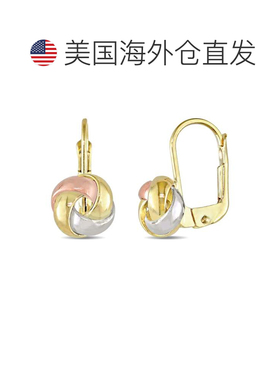 自营Mimi & Max 缠绕抛光爱情结杠杆耳环 3 色黄色、玫 美国奥莱