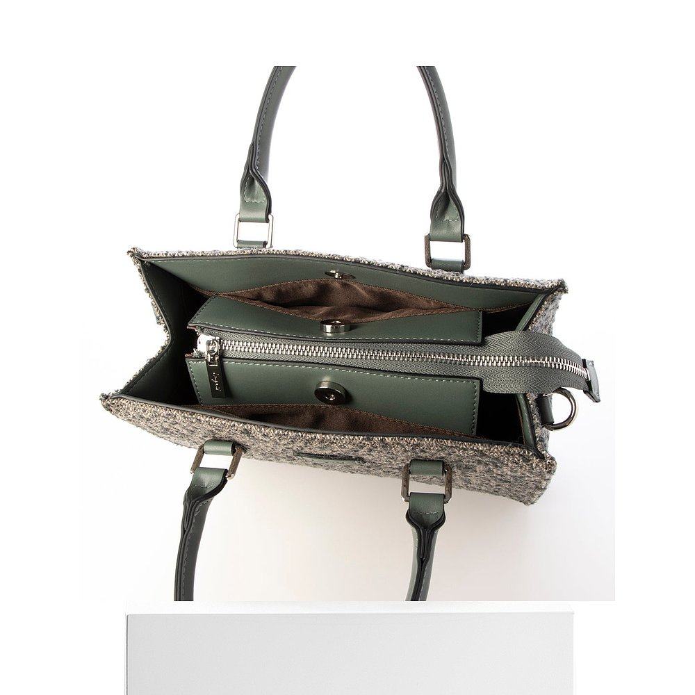 日本直邮Ungrid 赫林波纹面料带钥匙链双翻盖口袋方形手提包 [U02 - 图3