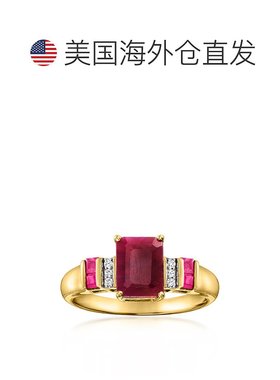 自营ross-simonsRoss Simons 14kt黄金红钻石红宝石戒指 美国奥莱
