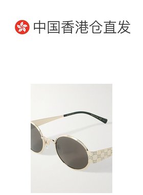 1h可退 香港直邮潮奢 Gucci 古驰 男士 金色 ssima Metal Round