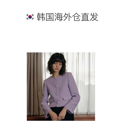 韩国直邮[LOOKAST]PURPLE KARINA WOOL TWEED JACKET羊毛短外套紫-图1