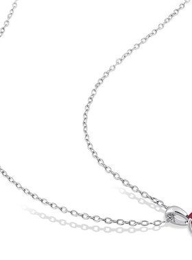 美国直邮Julianna B女士项链吊坠银色链镶嵌红色心形宝石气质