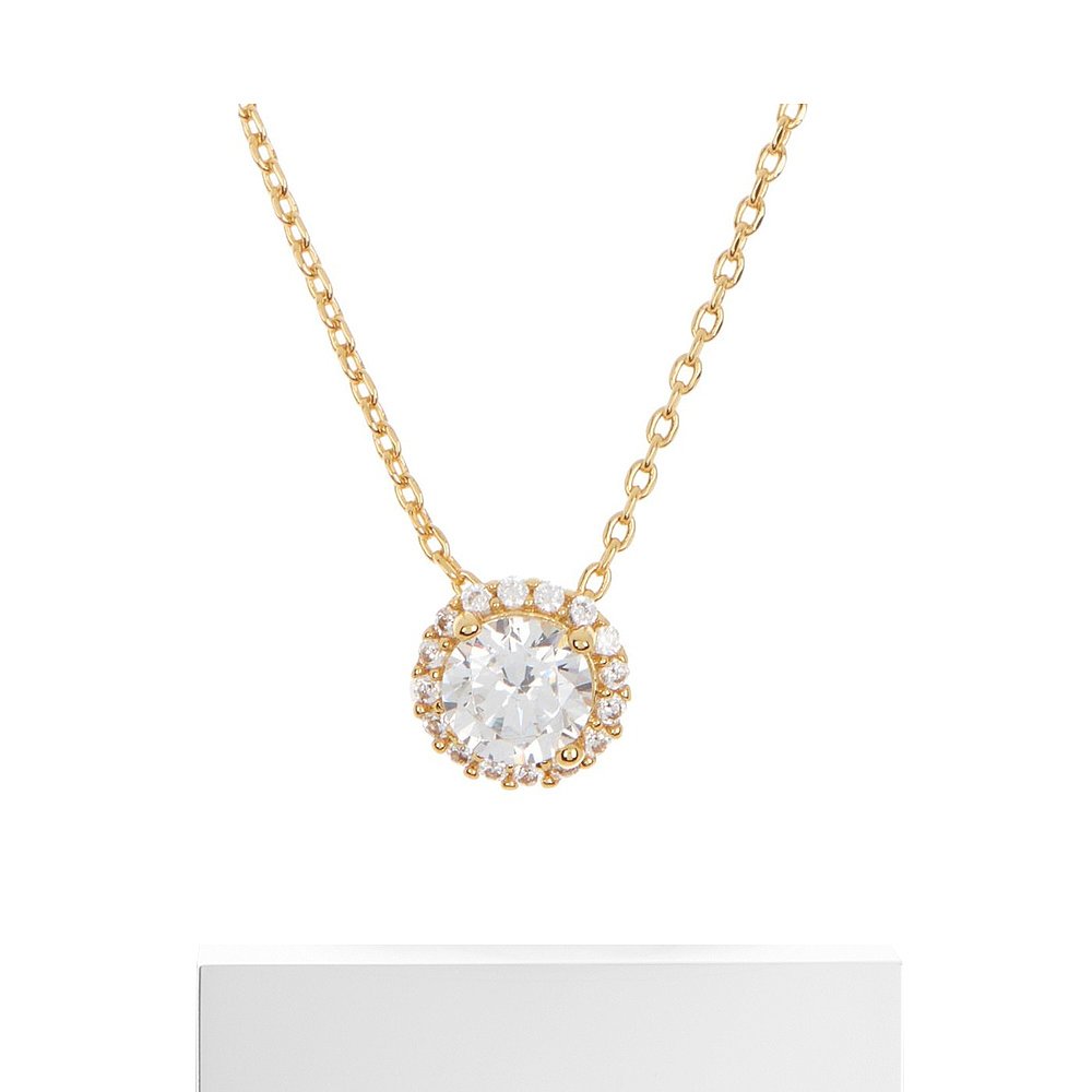 Adornia Swarovski Crystal Halo Necklace gold yellow【美国-图3