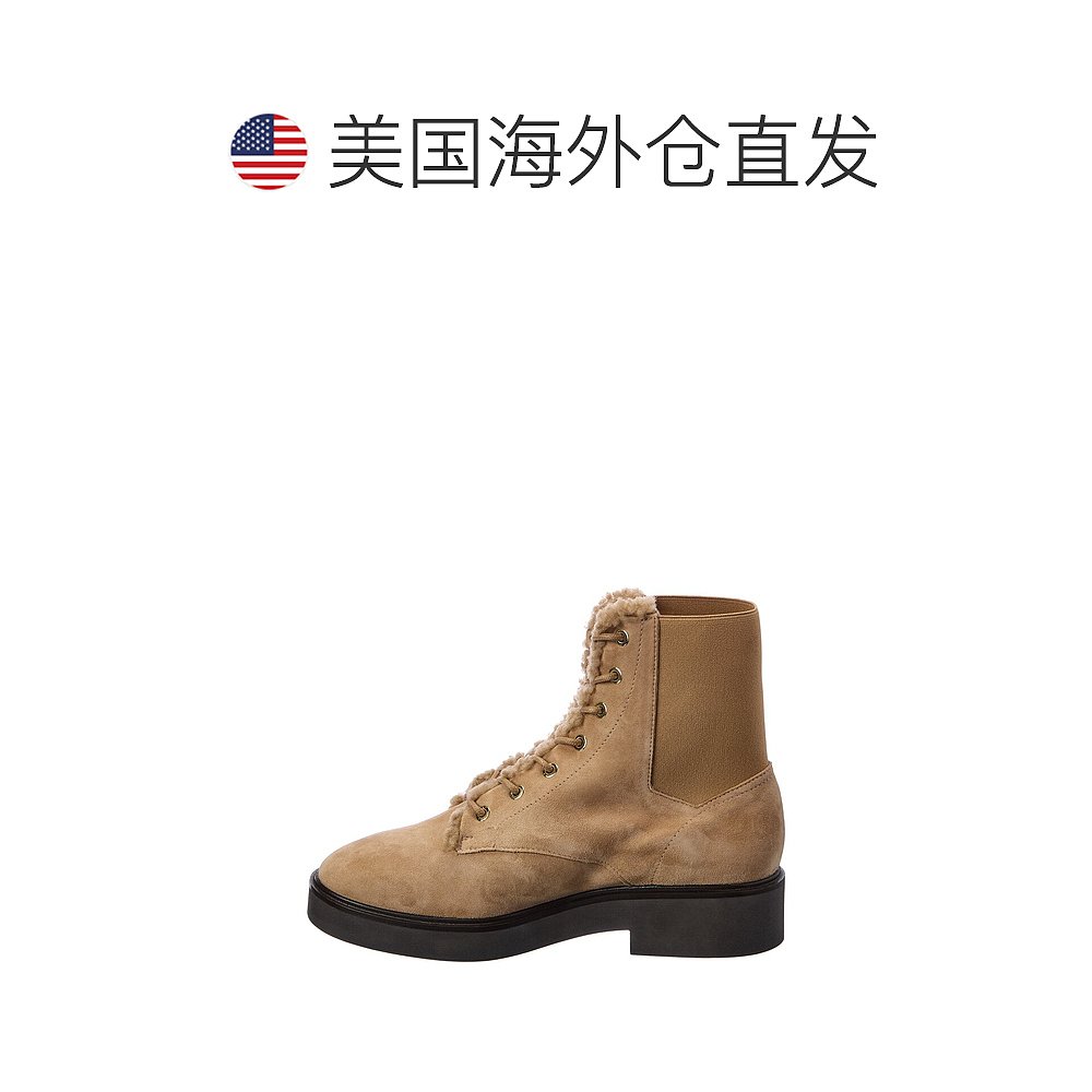 Stuart Weitzman/SW Henley Chill绒面革剪羊毛短靴棕色【美国-图1