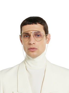 GUCCI 男士眼镜 851180I33318090 AW2025 白色 Gold metal glasse