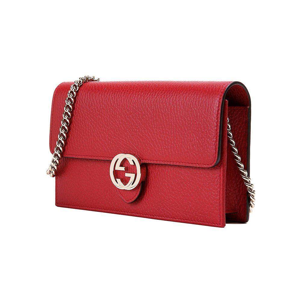 gucci女士荔枝纹牛皮双单肩斜挎包 天猫国际海外仓直购女士包袋