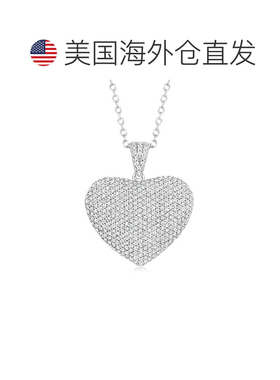自营Ross-Simons Pave Diamond Heart Pendant Necklace in Sterl