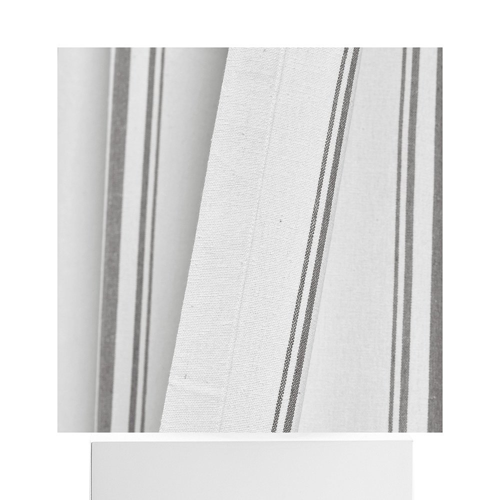 Lush Decor 农舍条纹色织环保再生棉窗帘面板灰色 42x95 套装 - - 图3