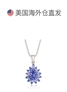 自营 925 纯银 Ross-Simons 坦桑石簇状吊坠项链 - 18 英寸 美国