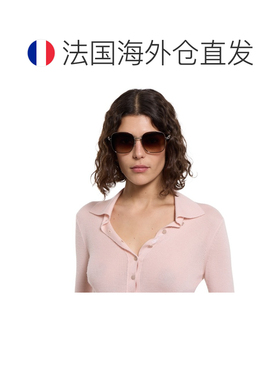 自营欧洲直邮GUCCI古驰 女士银色金属方形太阳镜