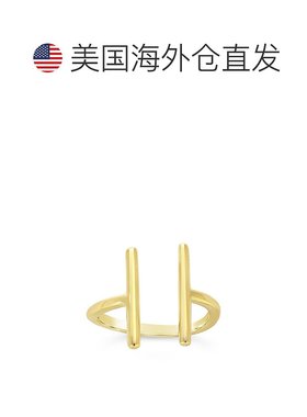 自营 sterling forever纯银双杠戒指 - 金 美国奥莱直发指环