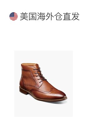 自营Florsheim Rucci Dress Boots Men's Cognac Leather Lace Up