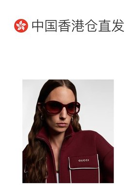 1h可退 香港直邮潮奢 Gucci 古驰 女士 圆形太阳眼镜 red红色 舒