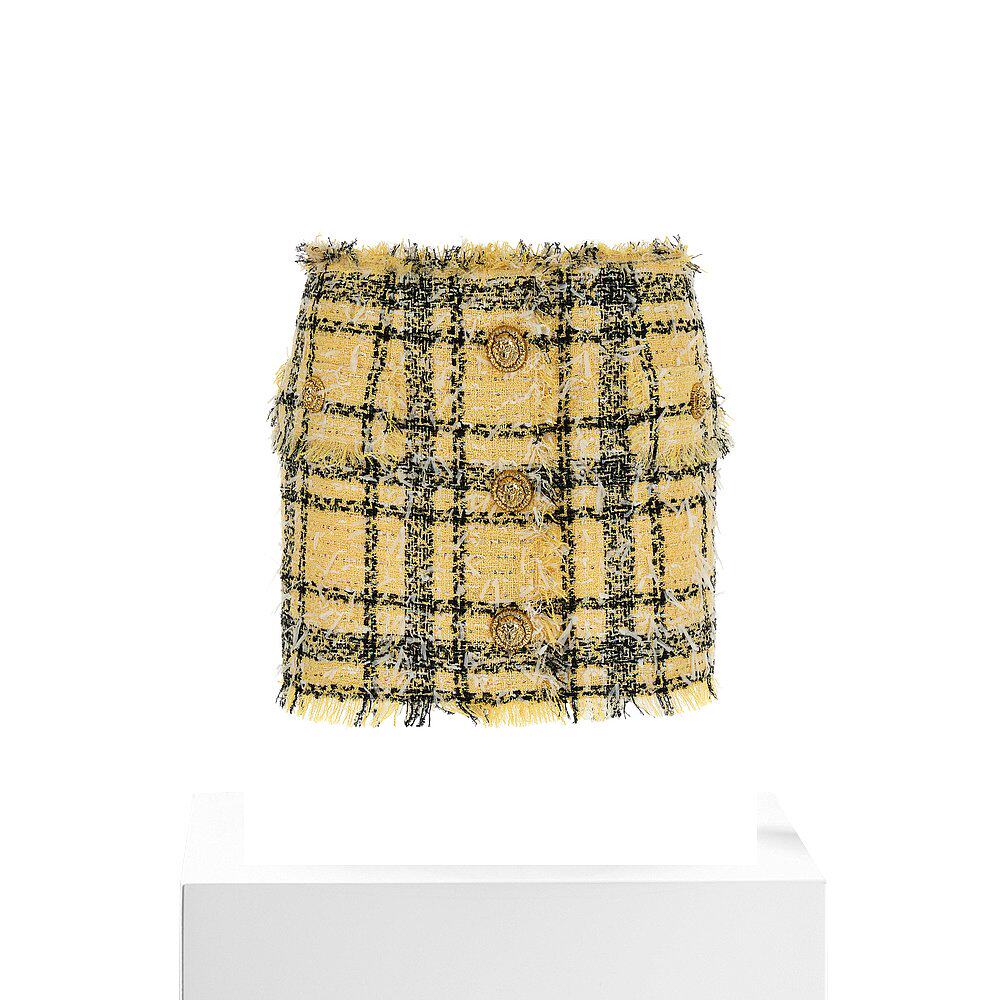 1h可退 潮奢 Balmain 巴尔曼 女士 亮片斜紋軟呢迷你裙 GF1LBB42X - 图3