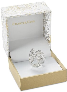 Charter Club|精美镀银水晶叶缠绕戒指，专为梅西百货打造