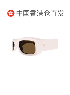 1h可退 香港直邮Gucci 古驰 女士 几何框太阳镜 GG1528S beige米