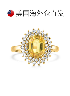 自营pompeii32.93Ct Yellow Sapphire Diamond Ring Gold Lab Gro