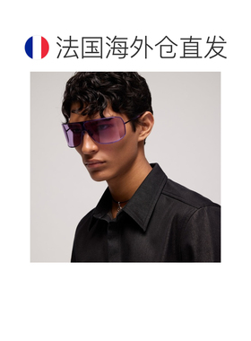 自营欧洲直邮GUCCI古驰 紫色金属框面罩式太阳镜男女同款