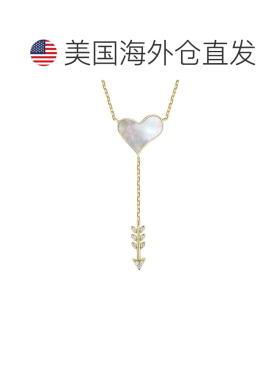 自营genevive14k 镀金纯银镶嵌钻石方晶锆石和珍珠母丘比特之箭之