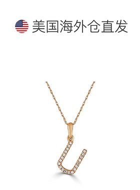 自营 sabrina14k 玫瑰金和钻石初始项链 - rose u 美国奥莱直发