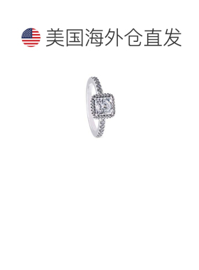 自营PANDORA Square Sparkle Halo Ring - silver 美国奥莱直发