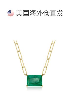 自营 Ross-Simons Emerald Paper Clip Link Necklace in 18kt Go
