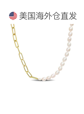 自营mimi & max18k 镀金纯银 7-7.5 毫米养殖淡水稻米珍珠和 6