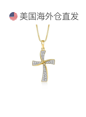 自营Ross-Simons Diamond Twisted Cross Pendant Necklace in 18