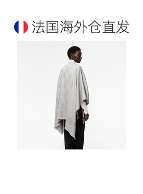 自营欧洲直邮Burberry博柏利 Check女士鸽灰色羊毛羊绒格纹斗篷